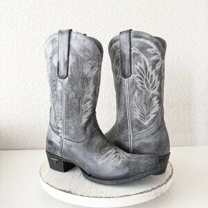 Lane SANDAGA Midi Womens Cowboy Boots 7.5 Cowgirl Western Black Gray Mid Calf